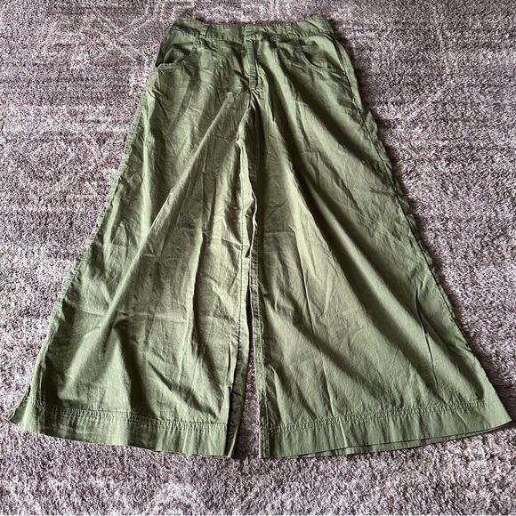 Free People Menorca Crop Wide Leg Cotton Pants Size 6 Forest Glen Green - Picture 4 of 12